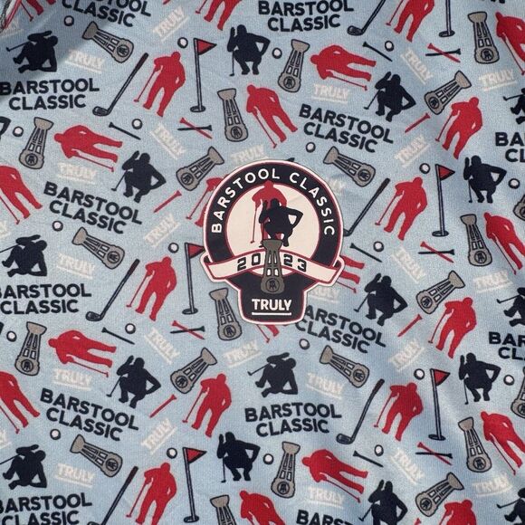 Barstool Sports Golf Polo Shirt Mens M‎ Blue Performance All Over Print - Picture 4 of 12